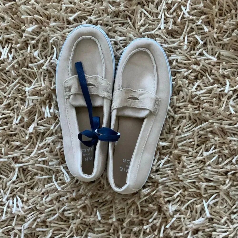 Janie and Jack Suede Penny Loafer Sneaker in Tan Size 4K